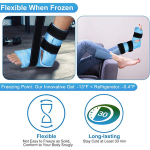 Relief Expert Ankle Ice Pack Wrap – Reusable Cold Gel Pack for Foot and Heel, Dual-Sided Design with Soft Plush Lining, Flexible Cold Compress for Achilles and Ankle Support, Blue