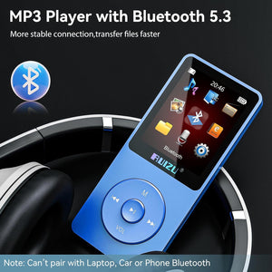 RUIZU 64GB MP3 Player with Bluetooth 5.3, Weight 0.055 lbs, Portable Music Player for Kids, Sports, FM Radio, Voice Recorder, 80 Hours Digital Audio Shuffle Playback, Support 128GB Micro SD Card, Blue