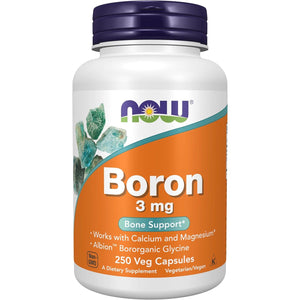 NOW Supplements, Boron 3 mg (Bororganic Glycine), Structural Support*, 250 Veg Capsules