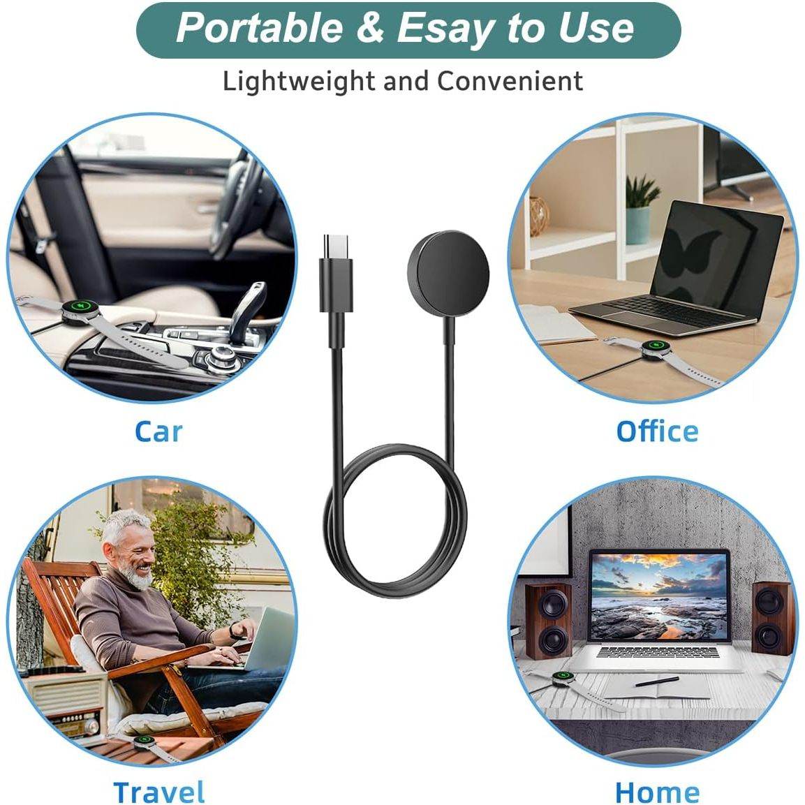 Charger for Samsung Watch - Galaxy Watch 7 Ultra/6/6 Classic/5/5 Pro/4/4 Classic/3/Active 2/Active Charging Cable with Alumium Case (USB-C) - My Store