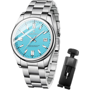 Men's Fashion Stainless Steel Waterproof Chronograph Quartz Analog Wrist Watch with Date Time Easy Reader, Dress Watch