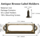 50Pcs Metal Library Label Holders, File Cabinet Label Frames with Screws, Card Tag Label Holder for Office Drawers Shelves (Antique Bronze, 60x17mm)