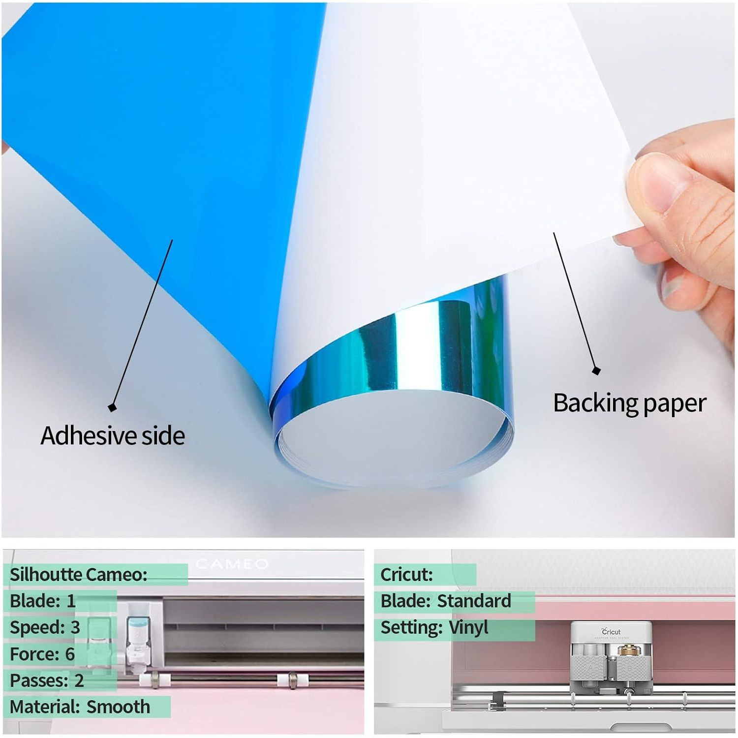 Buy now Holographic Lake Blue Adhesive Vinyl roll Permanent Craft Vinyl for Signs Letters 12" x6ft Compatible with All Cutting Machines at indiglob india
