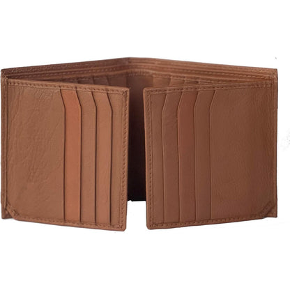 Bullz Genuine Nappa Cow Leather Thick Dual Credit Card ID Flap Quad Fold Large Bifold Mens Wallet Passcase RFID