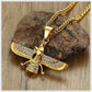 18K Gold Plated Jewelry Stainless Steel Crystal Necklace Farvahar Symbol Tag Pendant Necklace