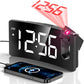GOLOZA Projection Alarm Clock, Digital Clock with Modern Curved Design 180° Rotatable Projector, 3-Level Brightness Dimmer, Clear Red LED Display, Progressive Volume, 9mins Snooze,12/24H, for Bedroom