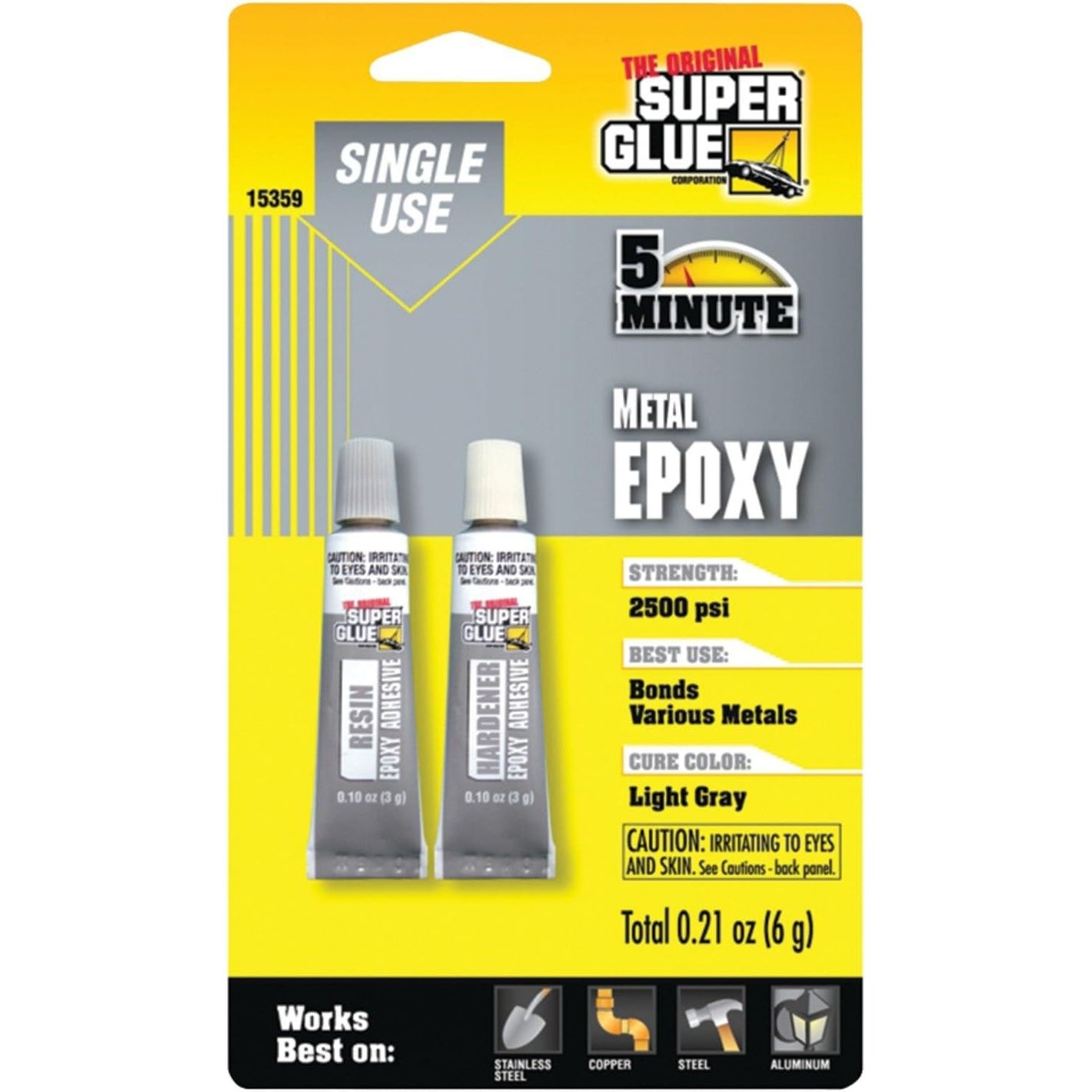 Super Glue 5 Minute Metal Epoxy - Light Grey - #15359