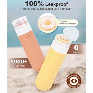 Quatish Travel Bottles for Toiletries, Original Patented Leak Proof Travel Size Containers, 3 oz Tsa Approved Silicone Shampoo and Conditioner Bottles, 4 Pack, Multi-Color