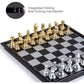 AMEROUS 10'' Magetic Travel Chess Set, Plastic Portable Folding Chess Board Game with Gold and Silver Chess Pieces - 2 Extra Queens - Chess for Beginner, Kids, Adults