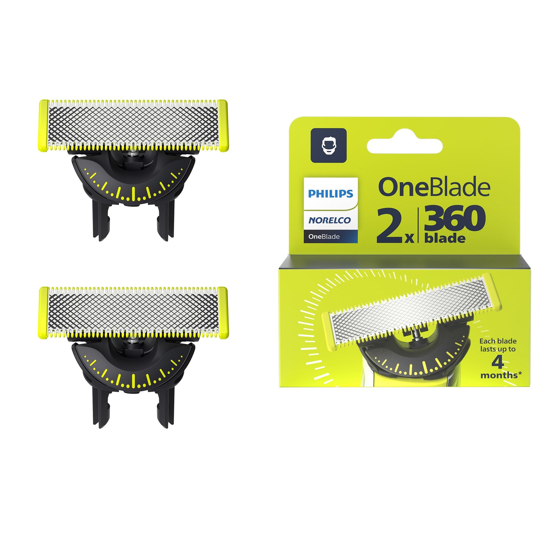 Buy now Philips Norelco OneBlade 360 Blades, Genuine Replacement Blades for OneBlade Electric Shaver and Trimmer, 4 Pack, QP440/80 2 Count (Pack of 1) OneBlade 360 at indiglob india