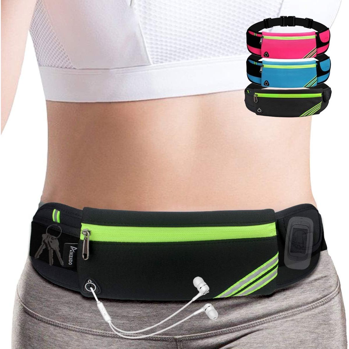 Slim Running Belt Fanny Pack,Waist Pack Bag for Hiking Cycling Workout,Reflective Runners Belt Jogging Pouch,Travelling Money Phone Holder for Running Gear Accessories