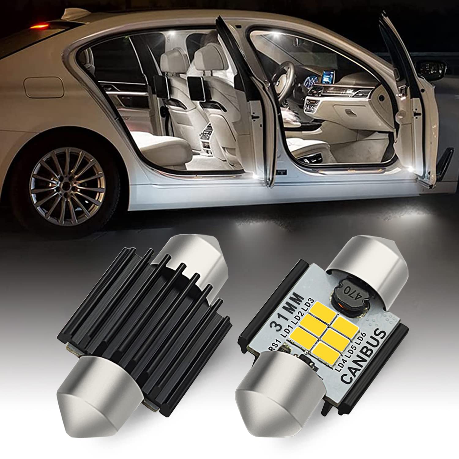 Buy now AUXITO 194 LED Light Bulb 6000K White 168 2825 W5W T10 Wedge 24-SMD 3014 Chipsets LED Replacement Light Kit Error Free for Car Interior Dome Map Door License Marker Lights, Pack of 10 at indiglob india