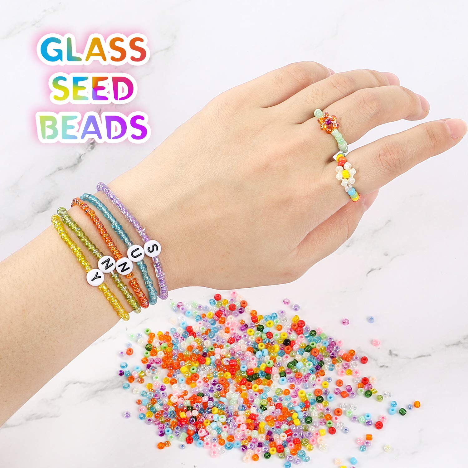 Buy now DICOBD Bracelet Making Kit, 12000pcs 3mm 24 Color Glass Seed Beads Kit, Friendship Bracelet Kit with Black Letters, DIY Jewelry Making Supplies for Kids, Girls, Beginners, Birthday Gift at indiglob india