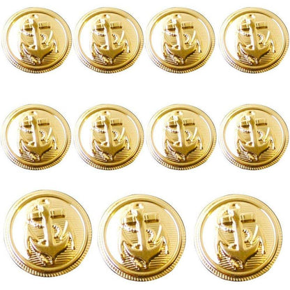11 Pieces Metal Blazer Button Set - Naval Anchor Crest - for Blazer, Suits, Sport Coat, Uniform, Jacket (Gold) - My Store