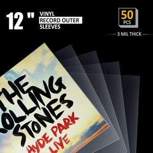 50PCS 12" Vinyl- LP Record Outer Sleeves, Durable & Wrinkle Free, High Clarity, Archival Quality Polypropylene, 3 mil Thick, 12.75" x 12.75"