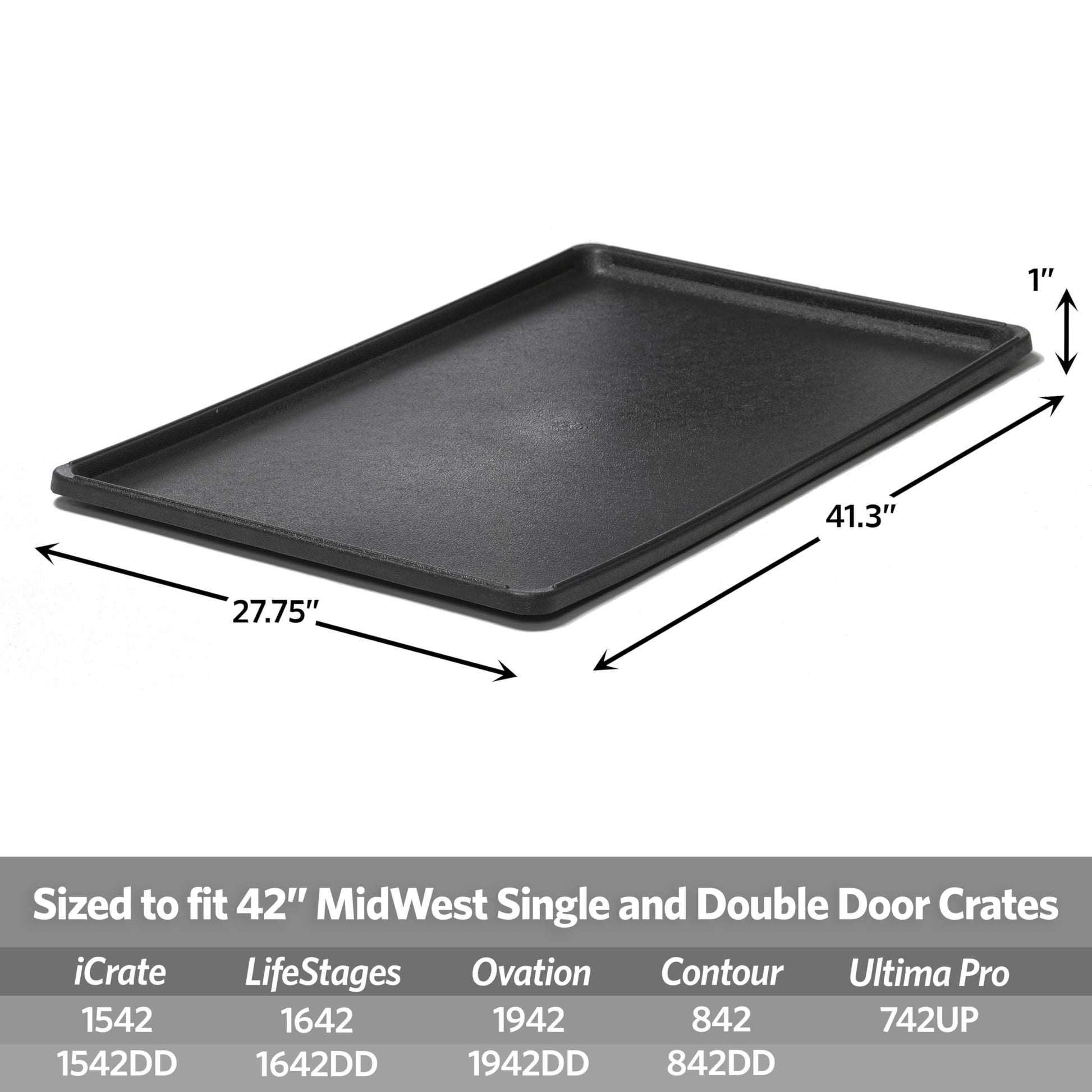 Buy now MidWest Homes for Pets Replacement Pan for 42-inch Dog Crates, Fits All Midwest and New World 42-inch Pet Cages, Multiple Uses, Plastic, Black, 9PAN at indiglob india