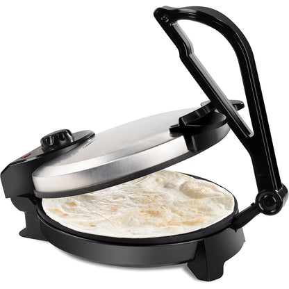 CucinaPro Electric Tortilla Maker - 10" Pitas, Chapati, Roti, Flatbread, Non-Stick Cooking Plates with Ready Light and Cord Wrap