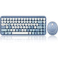 Perixx PERIDUO-713PP Wireless Mini Keyboard and Mouse Combo - Retro Round Key Caps - Pastel Purple - US English Layout (PD-713PPUS-11953)