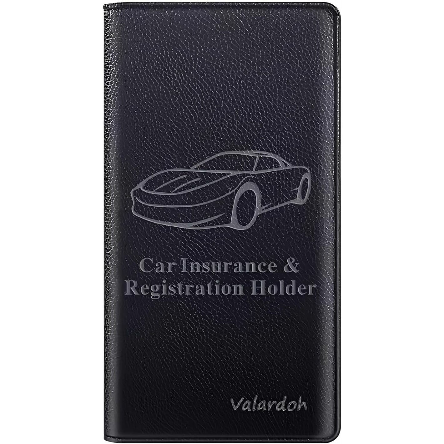 Premium Car Registration and Insurance Card Holder, Car Document Holder for Cards, Driver License & other Essential Documents (Black)