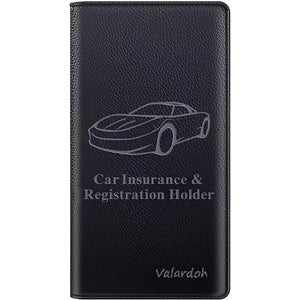 Premium Car Registration and Insurance Card Holder, Car Document Holder for Cards, Driver License & other Essential Documents (Black)