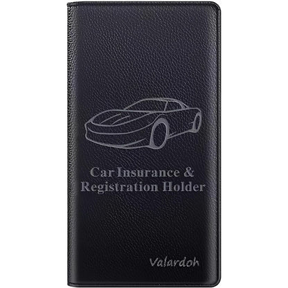Premium Car Registration and Insurance Card Holder, Car Document Holder for Cards, Driver License & other Essential Documents (Black)