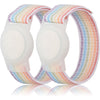 Kids Wristband Compatible with Apple AirTag, Protective Case for Air Tag GPS Tracker Holder with Nylon Bracelet, Adjustable Anti Lost Watch Band for Toddler Child Elder(Rainbow B) - qicai2