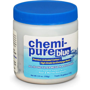 Boyd Chemi‑Pure Blue 5.5 oz Aquarium Filtration Media Premium Extruded Carbon + Ion‑Exchange Resins in Nylon Bag Clears Toxins, Phosphates & Metals