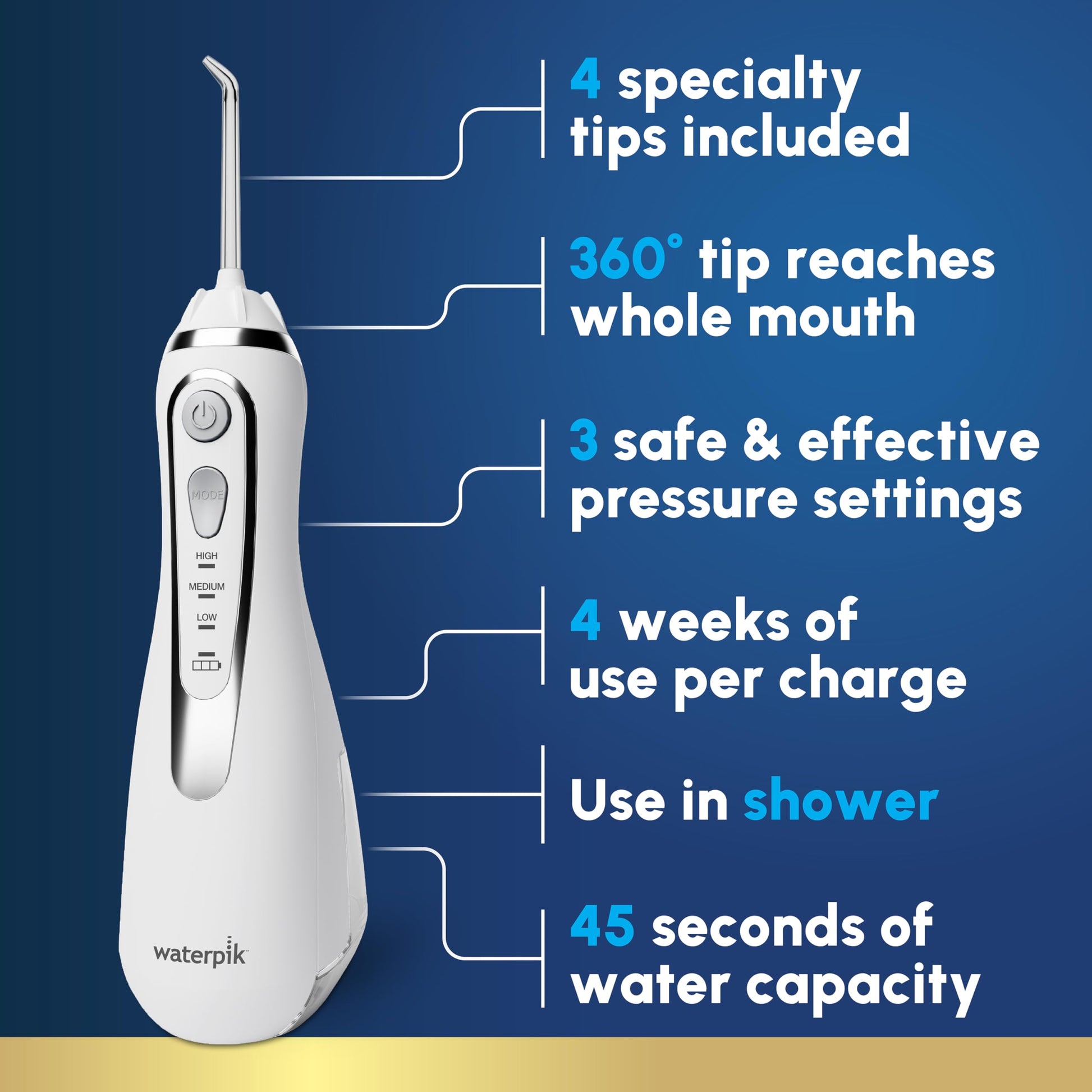 Buy now Waterpik Cordless Advanced 2.0 Water Flosser For Teeth, Gums, Braces, Dental Care With Travel Bag and 4 Tips, ADA Accepted, Rechargeable, Portable, and Waterproof, White WP-580, Packaging May Vary at indiglob india