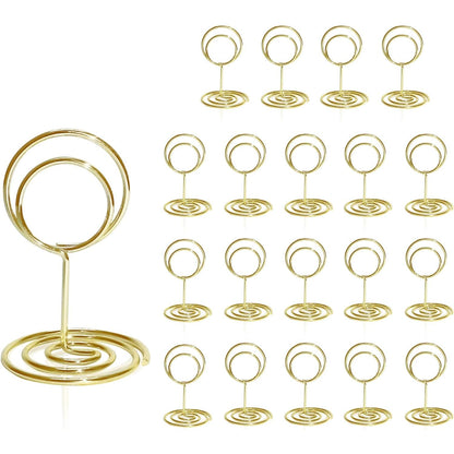 Table Number Holders 20Pcs - 2 Inch Mini Place Card Holder Short Table Number Stands for Wedding Party Graduation Reception Restaurant Home Centerpiece Decorations Office Memo (Gold)