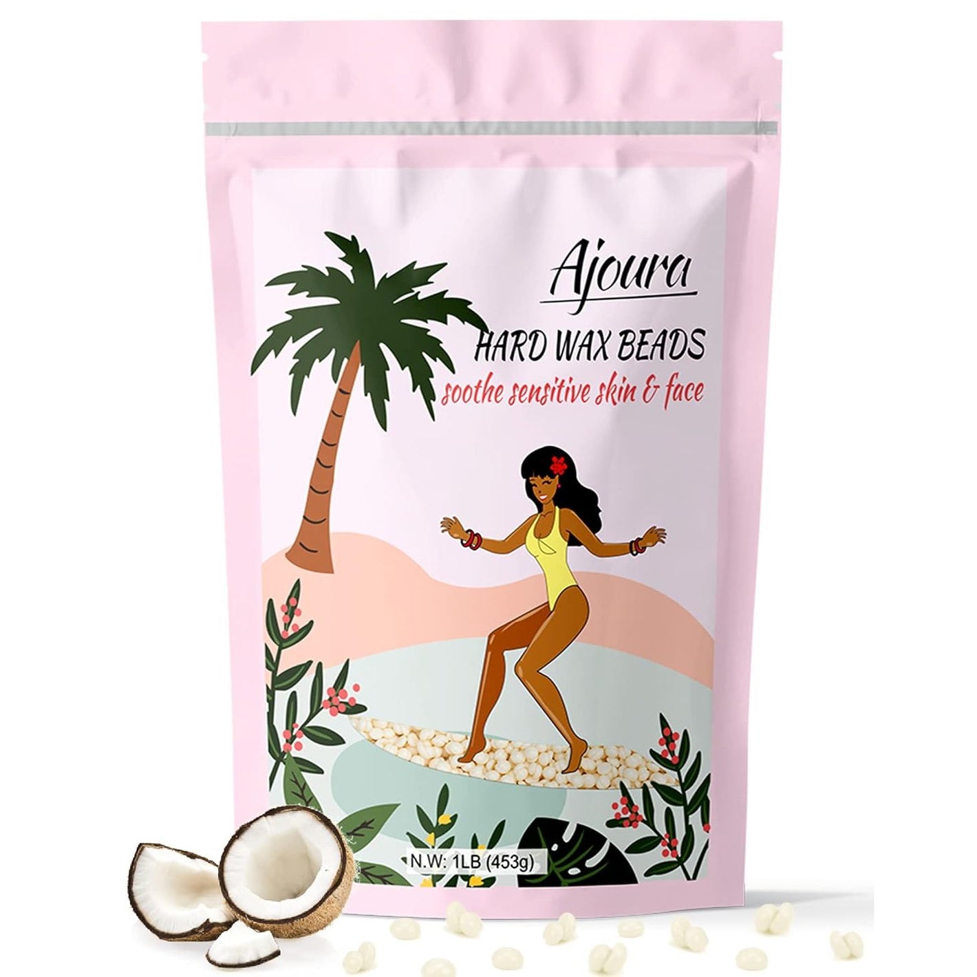 Ajoura 1lb Refill Wax Beans for Hair Removal Kit, Brazilian Coarse Waxing for Bikini, Face, Eyebrow, Back, Chest, Legs, Armpit, At Home Waxing Beads for Women Men