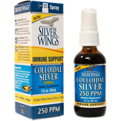 Buy now Natural Path Silver Wings Colloidal Silver Liquid - Enhanced Immune Support Supplement - 250ppm (1250mcg) - 2oz Spray at indiglob india