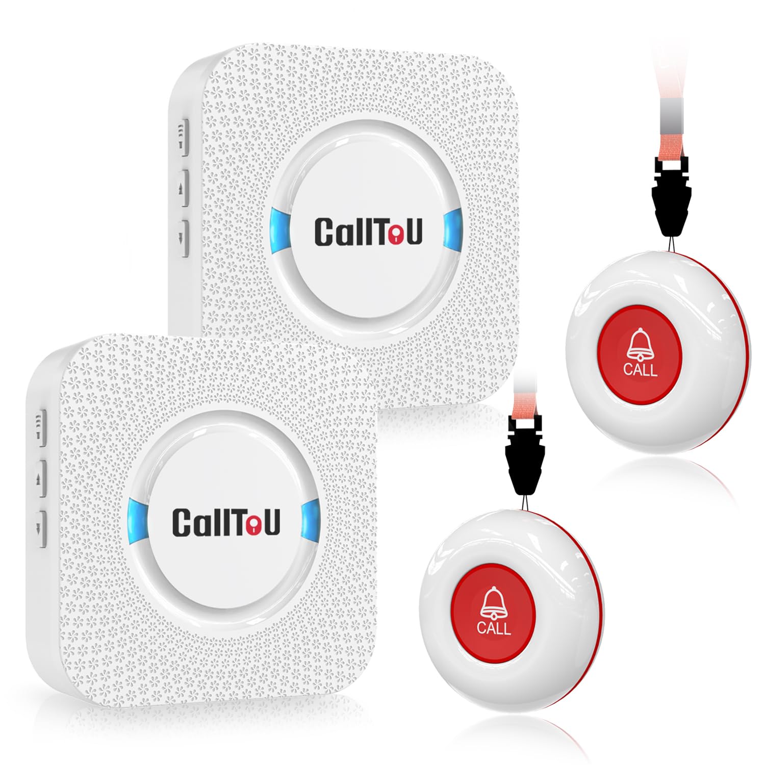Buy now CallToU Wireless Caregiver Pager Smart Call System 2 SOS Call Buttons/Transmitters 2 Receivers Nurse Calling Alert Patient Help System for Home/Personal Attention Pager 500+Feet Plugin Receiver at indiglob india