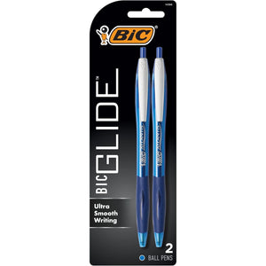 BIC Glide Blue Retractable Ballpoint Pens, Medium Point (1.0mm), 2-Count Pack, Ultra Smooth Writing Blue Pens