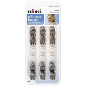 Scunci Effortless Beauty Thick Hair Mini Jaw Clips, 1 cm, (Pack of 18)