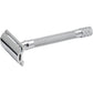 MERKUR 23C Double Edge Safety Razor - Polished Chrome, Long Knurled Brass Handle, Made in Germany, Plastic-Free, Three Piece Design, Closed Comb, Straight Bar