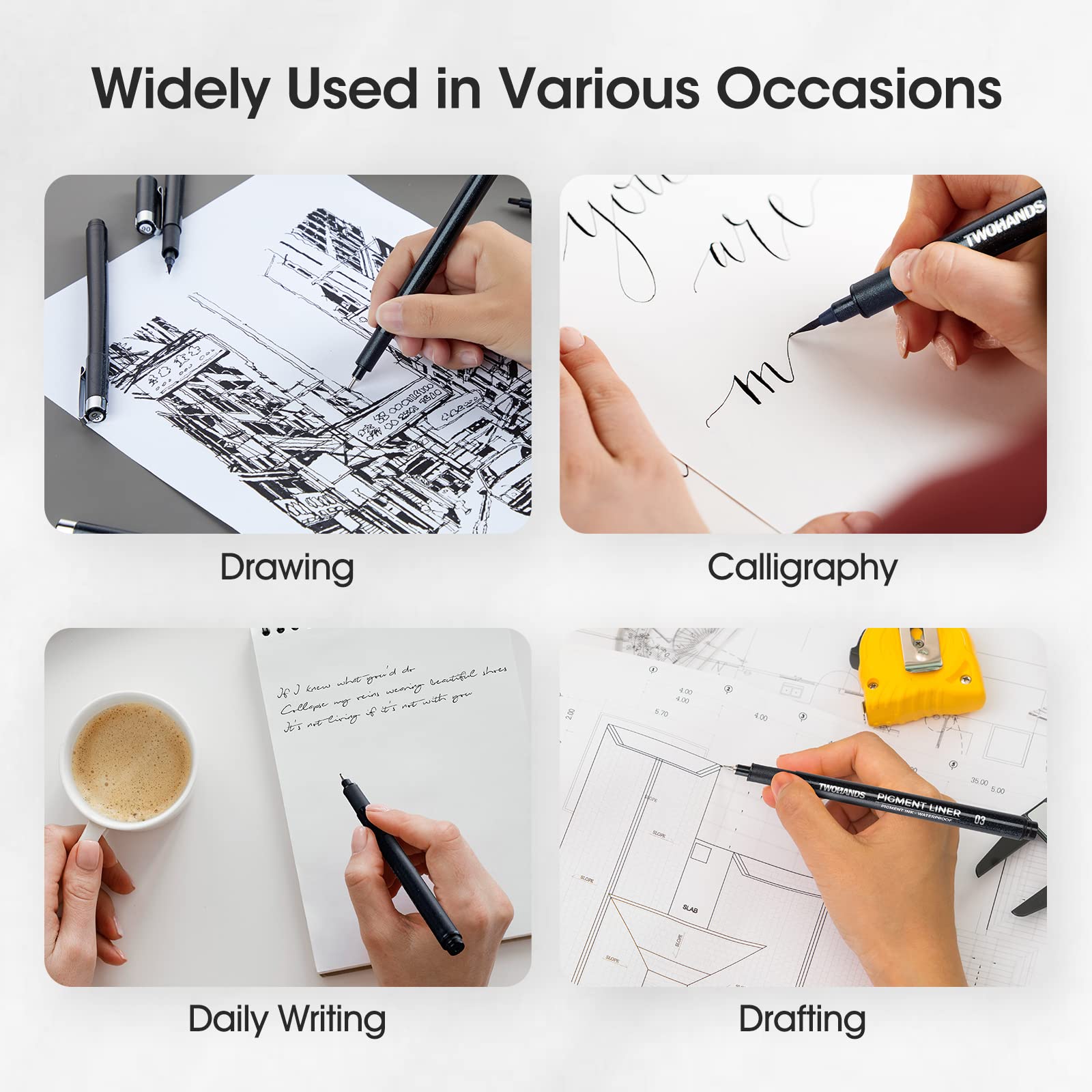 Buy now TWOHANDS Art Pens,Fineliner Ink Pens,Set of 12 Technical Drawing pen,Pigment Pen,Fine Point,Black,Waterproof,for Art Watercolor,Sketching,Anime,Manga, 902188 at indiglob india