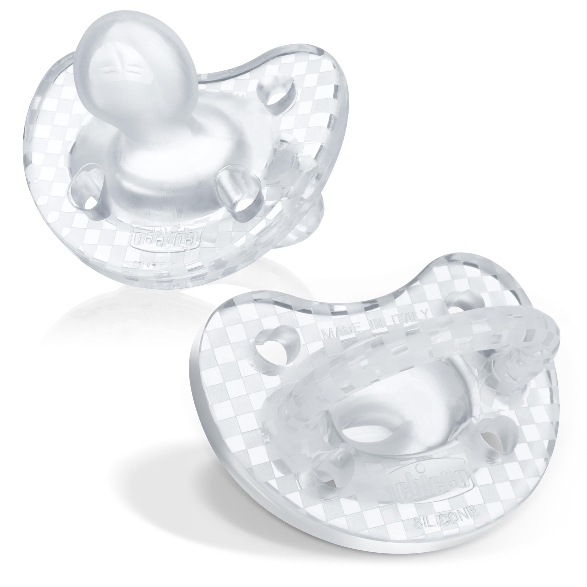 Buy now Chicco PhysioForma Silicone Orthodontic Pacifier, 0-6m | 100% Soft Silicone | Supports Breathing & Oral Development | Satin-Textured Nipple | Includes Sterilizing Case | BPA Free | Blue/Green, 2pk at indiglob india