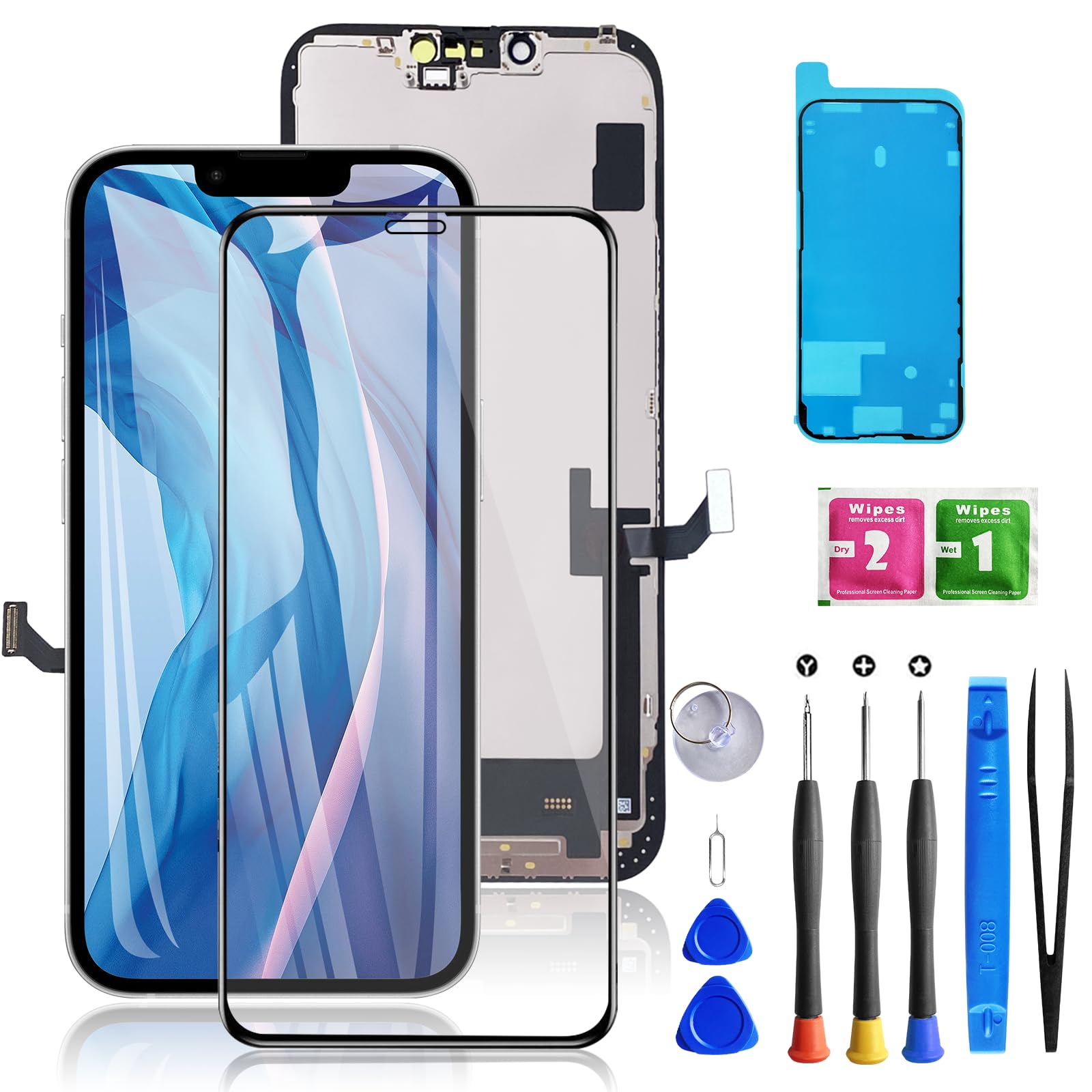 Buy now for iPhone 11 Screen Replacement 6.1 3D Touch Screen LCD Display Digitizer for A2111, A2223, A2221 Cell Phone Repair Kits+ Waterproof Frame Adhesive Sticker+Screen Tempered Protector+Face ID at indiglob india