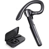 Bluetooth Headset, Wireless Bluetooth Earpiece V5.0 Hands-Free Earphones with Built-in Mic for Driving/Business/Office, Compatible with iPhone and Android (Gray) - Black