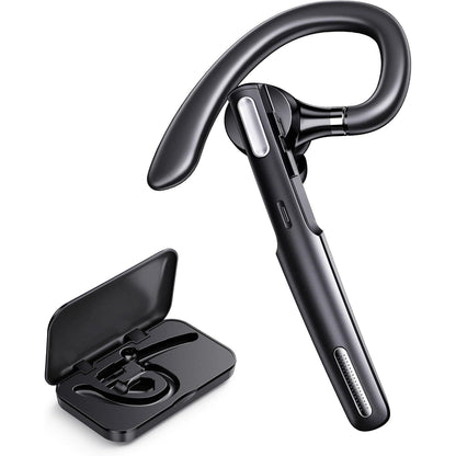 Bluetooth Headset, Wireless Bluetooth Earpiece V5.0 Hands-Free Earphones with Built-in Mic for Driving/Business/Office, Compatible with iPhone and Android (Gray)