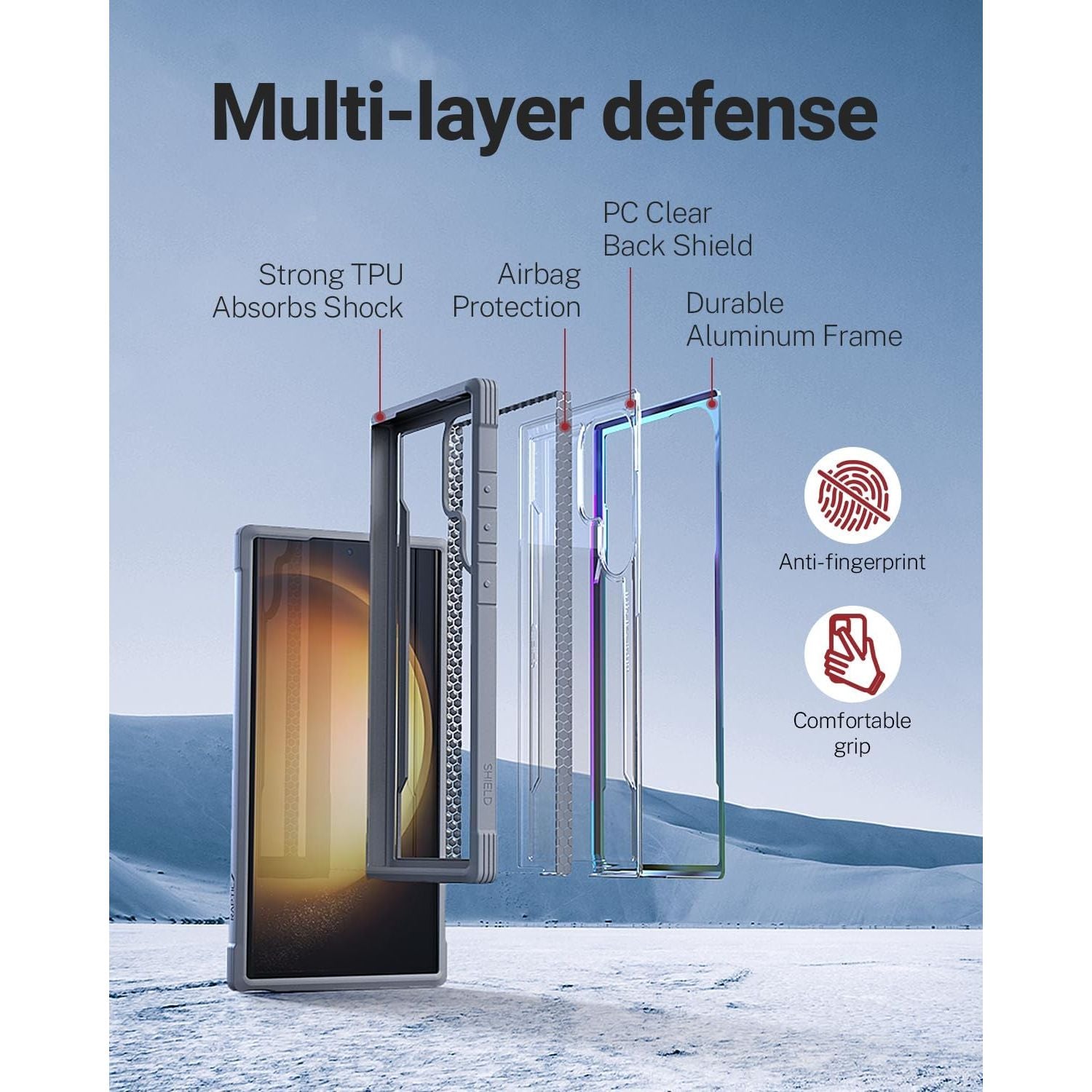 Buy now RAPTIC Shield Crystal Case for Samsung Galaxy S24 Ultra, [13FT Mil-Grade Drop Protection], [Not Yellowing Tech], Durable Anodized Shockproof Aluminum Frame Slim Samsung S24 Ultra Case, Iridescent at indiglob india