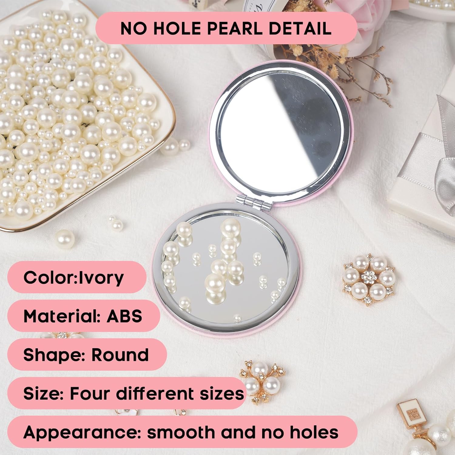 1200pcs 4 Sizes Small ABS Pearl Ivory （No Hole） Elegant Luster, Mini Small Pearls for Crafts, DIY, Vase Filling, Wedding, Birthday Party, Home Decoration (4mm, 6mm, 8mm,10mm) - My Store