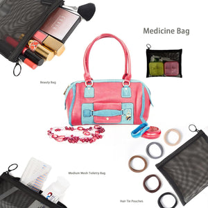 Patu Zipper Mesh Bags, Size M / A6, 5 Pieces, Beauty Makeup Cosmetic Accessories Organizer, Travel Toiletry Kit Set Storage Pouch, Black