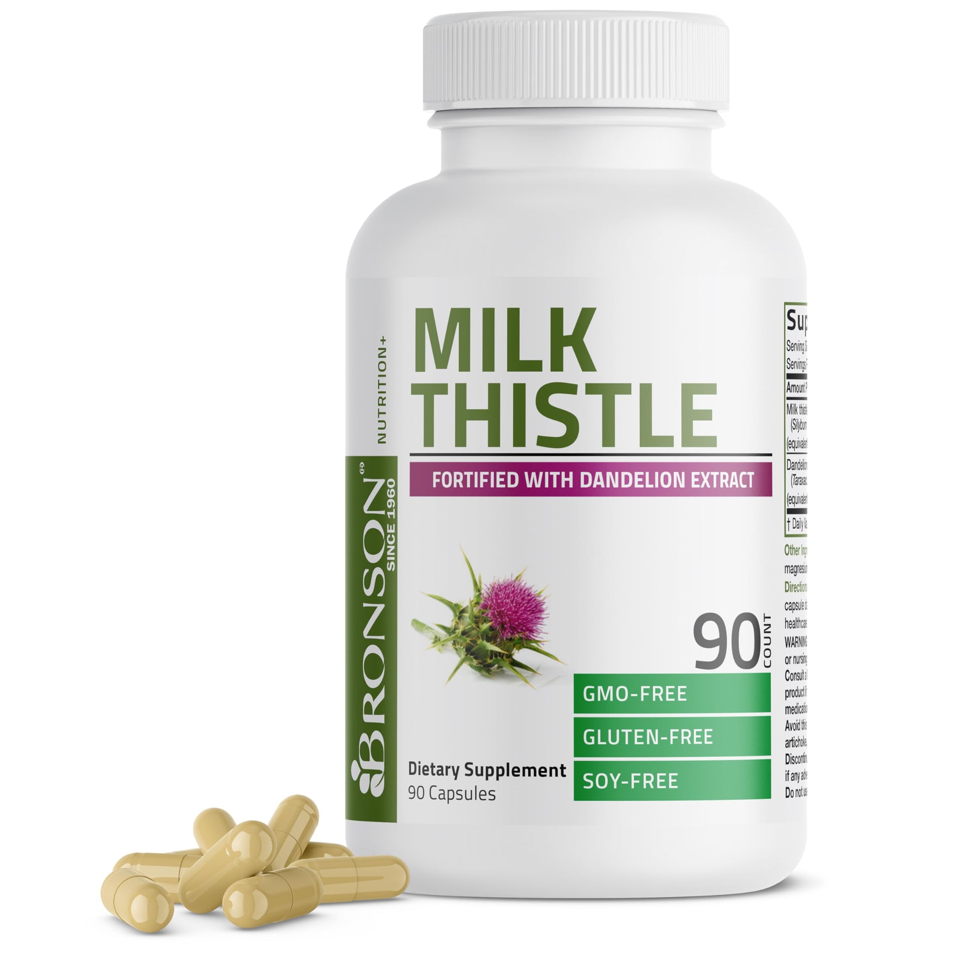 Buy now Bronson Milk Thistle Silymarin Marianum & Dandelion Extract Liver Health Support, Antioxidant Support, Detox, 250 Capsules at indiglob india