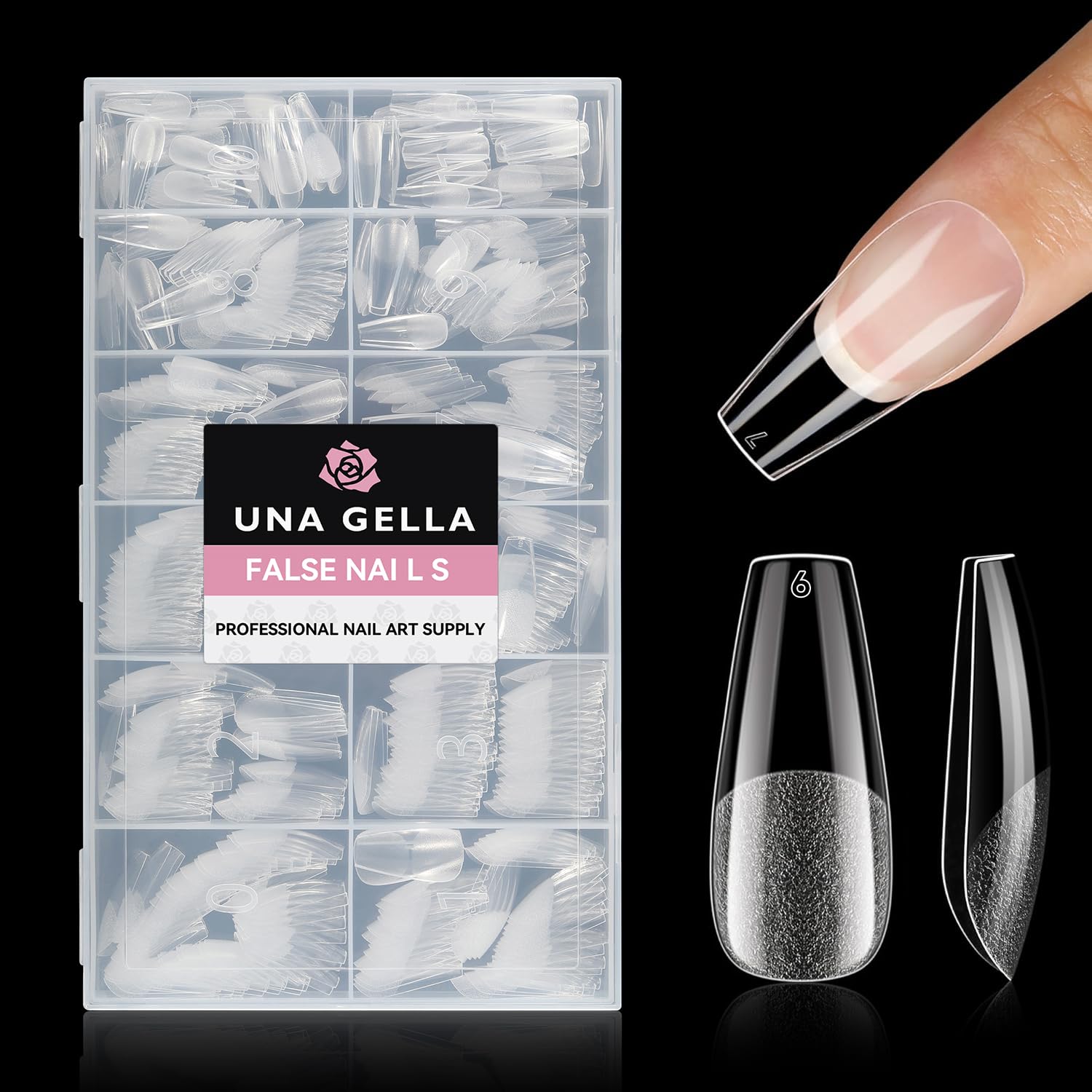 Buy now UNA GELLA Almond Gel Nail Tips, 504PCS Pre Etched Clear Fake Nails Tips Medium Almond Shape - 12 Sizes Full Cover Soft Acrylic Press On Nail Extensions No C Curve Gift for Diy at Home Medium Coffin Half Matte at indiglob india