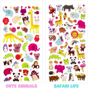 3D Puffy Stickers for Kids Resuable Sticker for Toddler, Boys, Girls 4 Sheets - Mother Child Animals, Dogs, Cats, Elephant, Giraffe, Monkey, Sheep, Panda, Koala, Rabbit (Zoo)