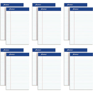 Ampad 5 x 8 Legal Pads, 12 Pack, Narrow Ruled, White Paper, 50 Sheets Per Writing Pad, American Pad & Paper, Made in USA (20-364)