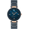 Anne Klein Women's Black Ceramic Bracelet Watch with Diamond Accent - Navy Blue/Rose Gold