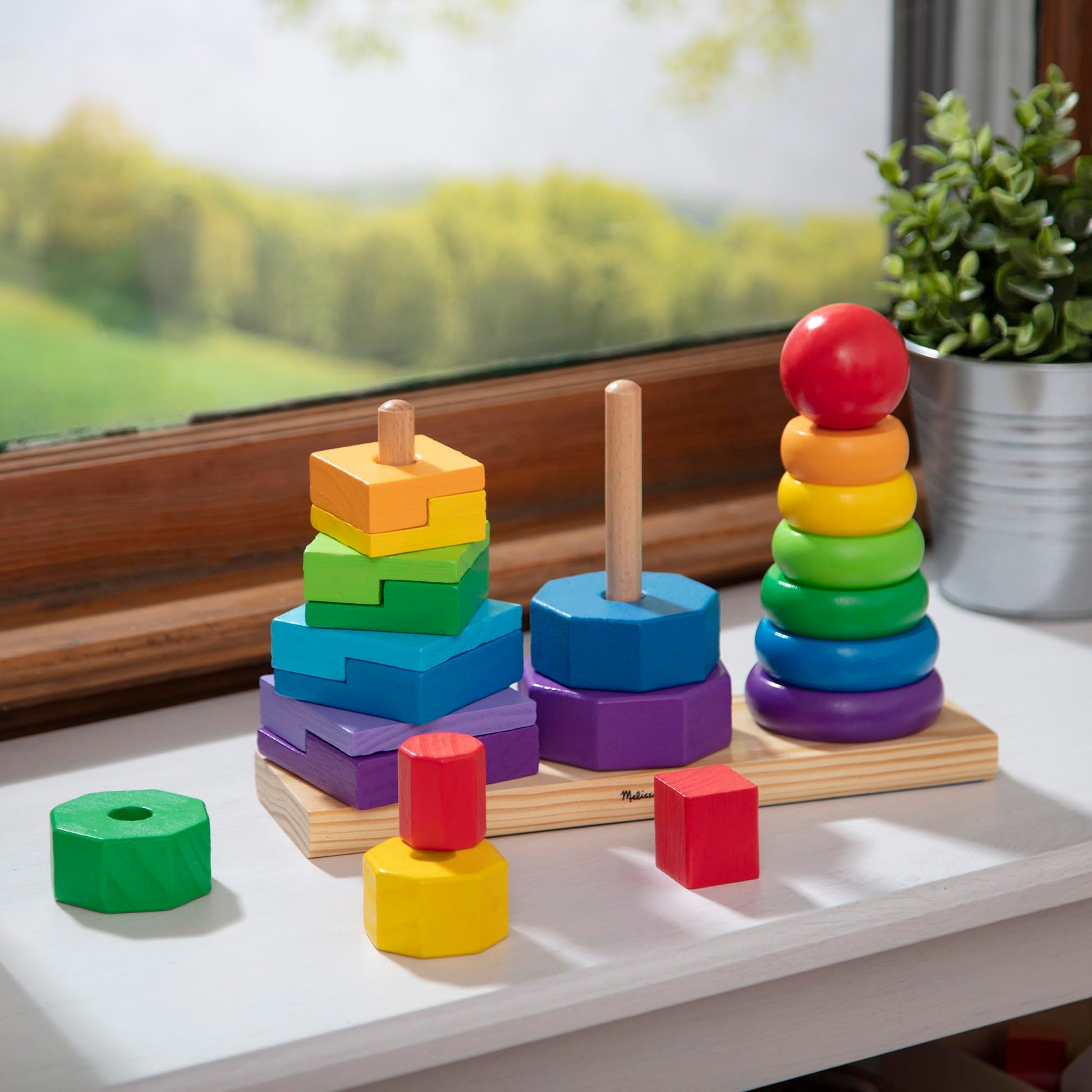 Buy now Melissa & Doug Geometric Stacker - Wooden Educational Toy,25 count(pack of 1) at indiglob india
