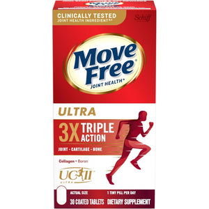 Move Free Ultra Triple Action Joint Support Supplement - Type II Collagen Boron & Hyaluronic Acid - Supports Joint Comfort, Cartiliage & Bones in 1 Tiny Pill Per Day, 30 Tablets (30 servings)*